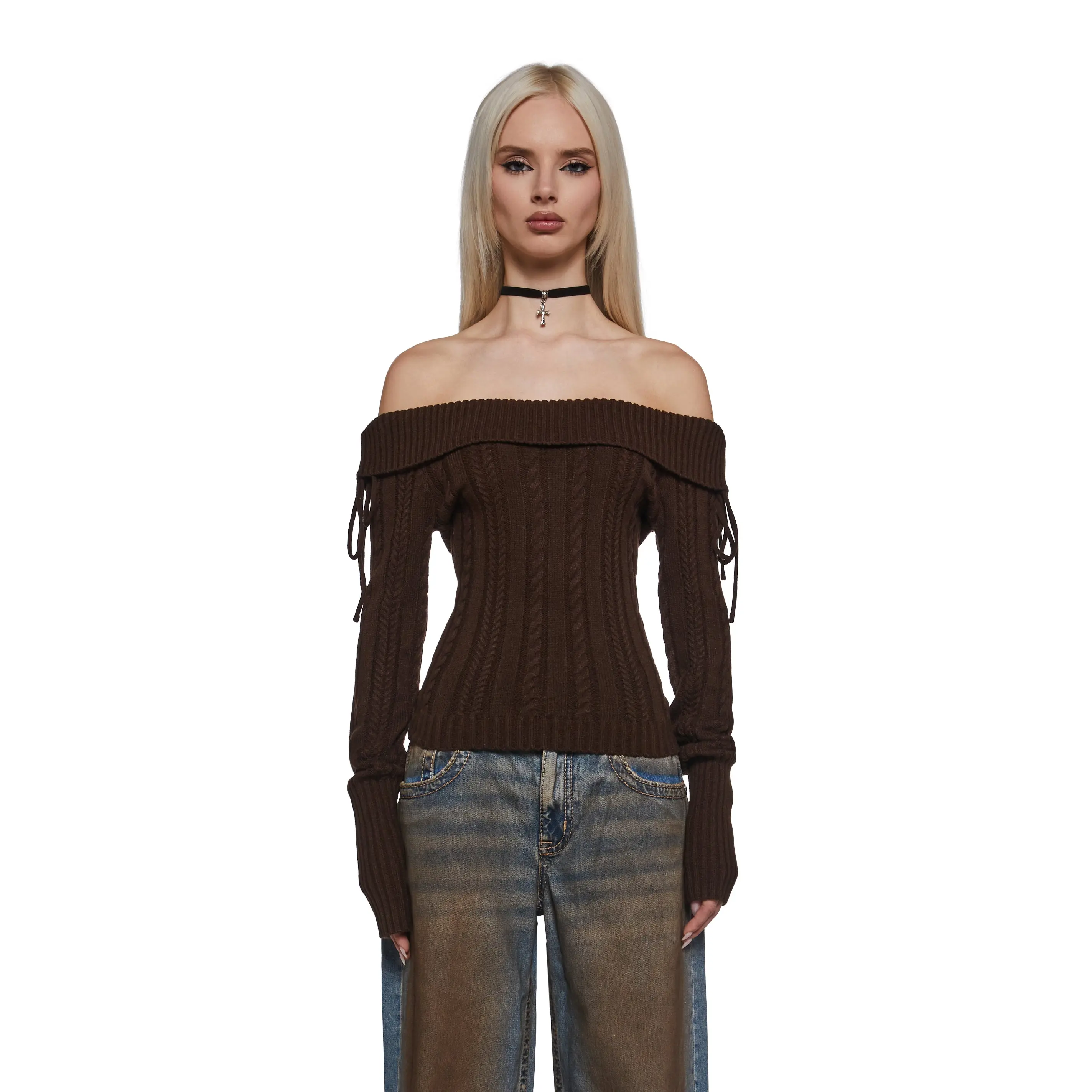 Deep Thoughts Long Sleeve Top - Brown