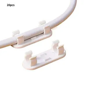 20 Pcs Adjustable Cable Clips, White Punch-Free Self-Adhesive Cord Organizer for TV, Computer, WiFi Cable Management, Perfect for Home, Office Desk, Wall, Removable Without Trace, Durable