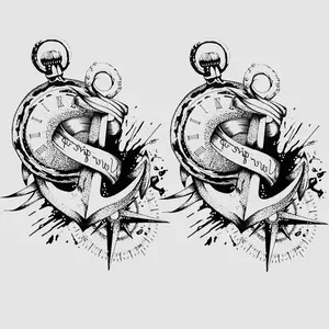 Waterproof Temporary Tattoo Stickers, Anchor Clock Star Design, Realistic Fake Tattoos for Men & Women, Arm Leg Body Art