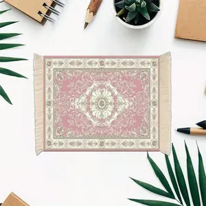 Vintage Persian Style Mini Carpet Mouse Pad with Tassels, Laptop Mouse Mat, Home Office Desk Decor, Cup Coaster, Doll Decoration, Decorative Rug Mat