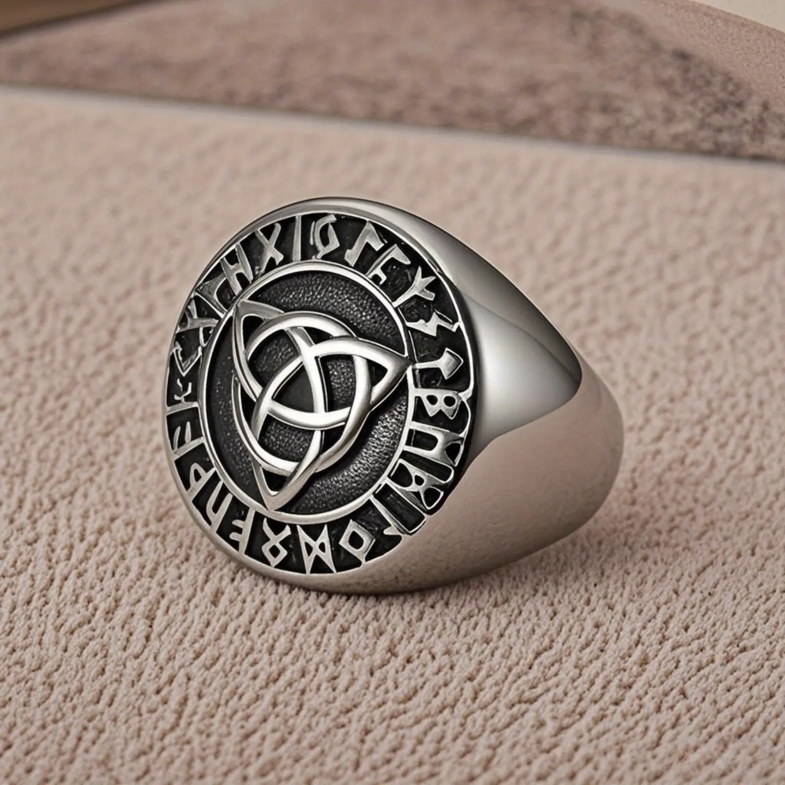 Men's Hip-Hop Punk Stainless Steel Triangle Ring - Fashion Stackable Rings for Male Wear, Party & Daily Use, Sizes 7-15, Ideal Birthday Gift Ideas