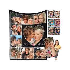 Custom Photo Print Personalized Flannel Blankets, Soft All-Season Machine Washable Bedspread, Modern Home Decor, Perfect Custom Gift for Couples Anniversary Wedding Valentine Graduation Father's Day Housewarming