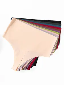 Women's Minimalist Solid High Waist Thongs, Seamless Underwear, Lady Casual Basic Comfy Breathable Seamless Panty for Daily Wear, Ladies Comfort Underwear for All Seasons, Womenswear Panties