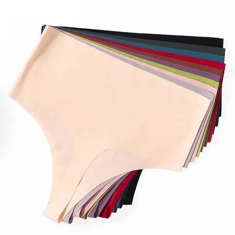 Women's Minimalist Solid High Waist Thongs, Seamless Underwear, Seamless Undergarment, Lady Casual Basic Comfy Breathable Seamless Panty for Daily Wear, Ladies Comfort Underwear for All Seasons, Womenswear Panties, High Waisted Panties, High Rise Panties