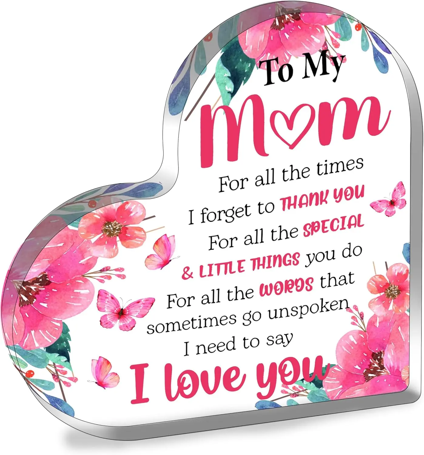 Heart-shaped acrylic block for mom – a thoughtful Christmas stocking stuffer or gift for Mother's Day, birthday, or any special occasion!