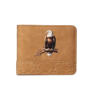 Aztec Eagle Warriors Totem PU Leather Wallet for Men RFID Blocking with ID Window Credit Card Slots Ultra Thin Design Soft Imitation Leather Perfect Gift
