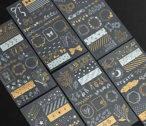 Gold foil flower deco stickers, star and moon deco stickers, diamond sticker, frame stickers