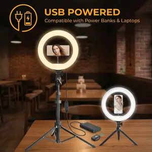 10-Inch Adjustable Selfie Ring Light with LED Tri-Color Lighting & Remote, Video Light with 1.2-1.6m Tripod Stand, Vlogging Kit for Instagram Reels and makeup application#Easter Gift