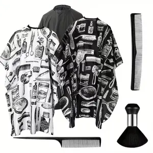 6pcs Professional Salon Barber Capes Set, Men'S Classic Capes for Hair Stylist Hair Cutting Hairdresser Stylists Capes, Hairdressing Tools Set with Adjustable Snap Closure, Neck Duster Brush and Combs, Hairdressing Essentials, Birthday Gifts outdoorfun