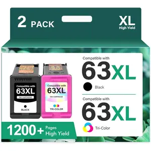 63 63XL Ink Cartridges Black and Color Combo Pack Replacement for HP63XLBlack 63 XL for  Envy 4520 Officejet 3830 4650 5255 5258 5200 4655 Deskjet 1112 3630 2132 3632 2130 Printer 2-Pack