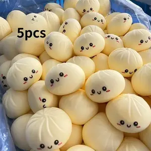Set of Five Cute Dumpling Head Stress Relief Toys, Food-Like Appearance, Slow Rebound Design, Soft and Fun, Perfect Gift Idea