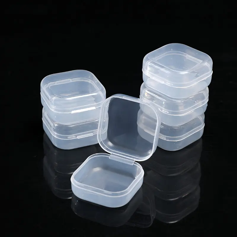 5-50pcs Plastic Storage Box Mini PP Square Box Jewelry Fishhook Component Single-compartment Covered Transparent Storage Box