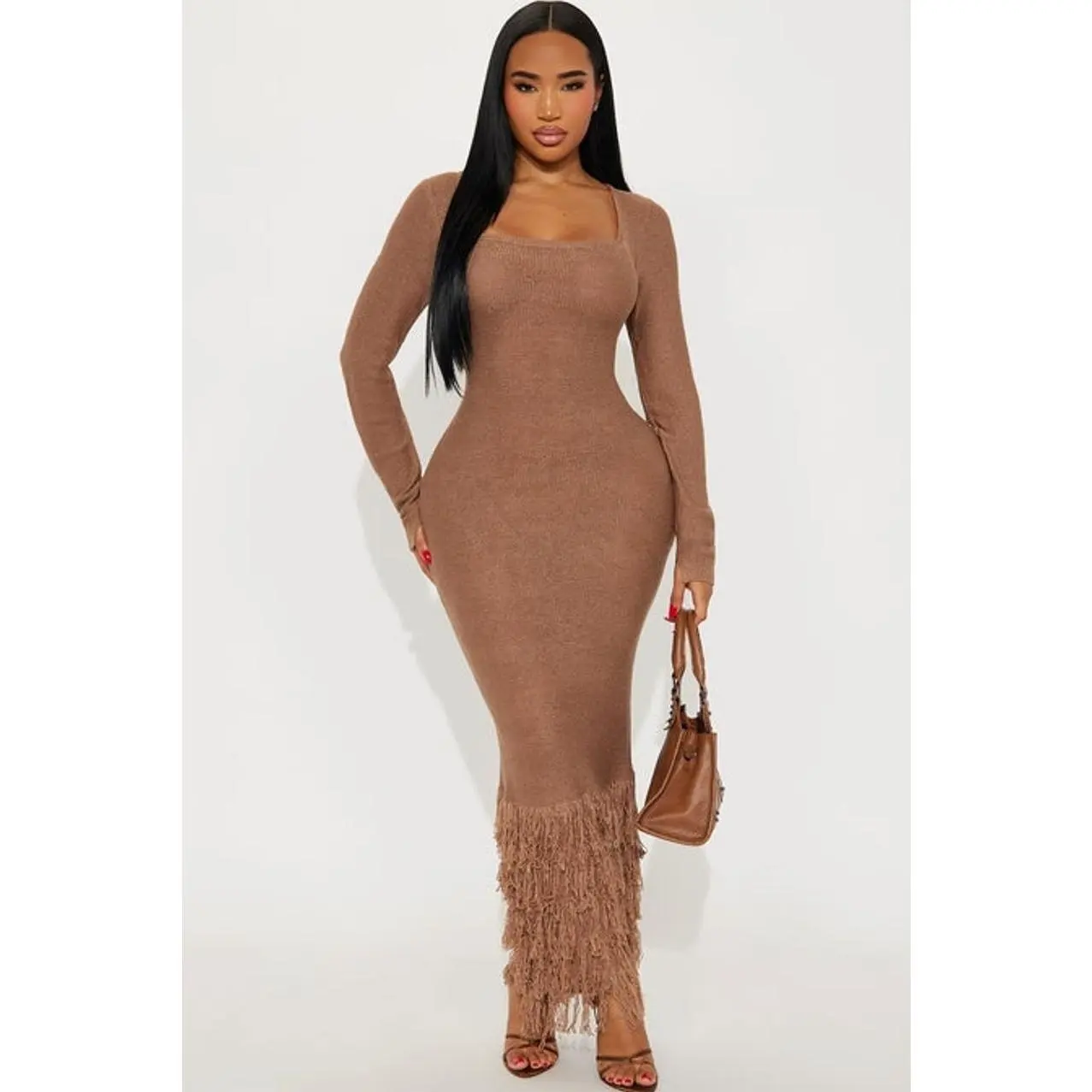 Delany Long Sleeve Knit Maxi Dress - Mocha 0 - TikTok Shop Delany Long Sleeve Knit Maxi Dress - Mocha 0 - TikTok Shop