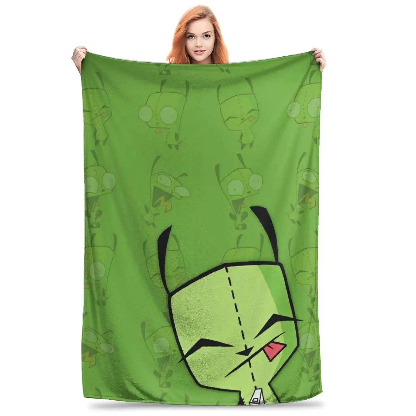 Invader Zim Gir Dib Robot Premium Flannel Throw Blanket - Cozy Warm, Breathable, Wrinkle Resistant, Super Soft, Portable - Bedding/Car Decor Blanket Gifts for Anime Otaku Adults - All-Season Couch Textile