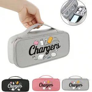 1pc Electronics Organizer Travel Case, Carrying Durable Pouch Bag for Travel Essentials – Multi-Compartment Digital Storage Bag With Zipper Closure, Portable Electronic Accessories Organizer For Charging Cords, External Hard Drives & Power Banks