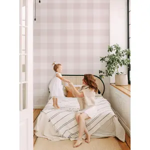 Checkered Fabric Look Medium Peel and Stick Wallpaper