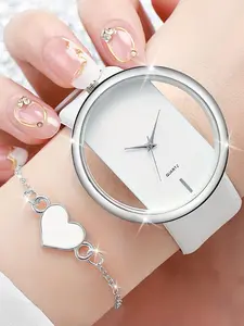 2-piece exquisite women's watch set, fashionable quartz watch, casual watch, women's watch set