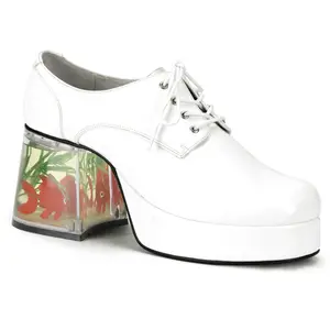 PIMP-02 White Patent Fish Tank Platform Shoes