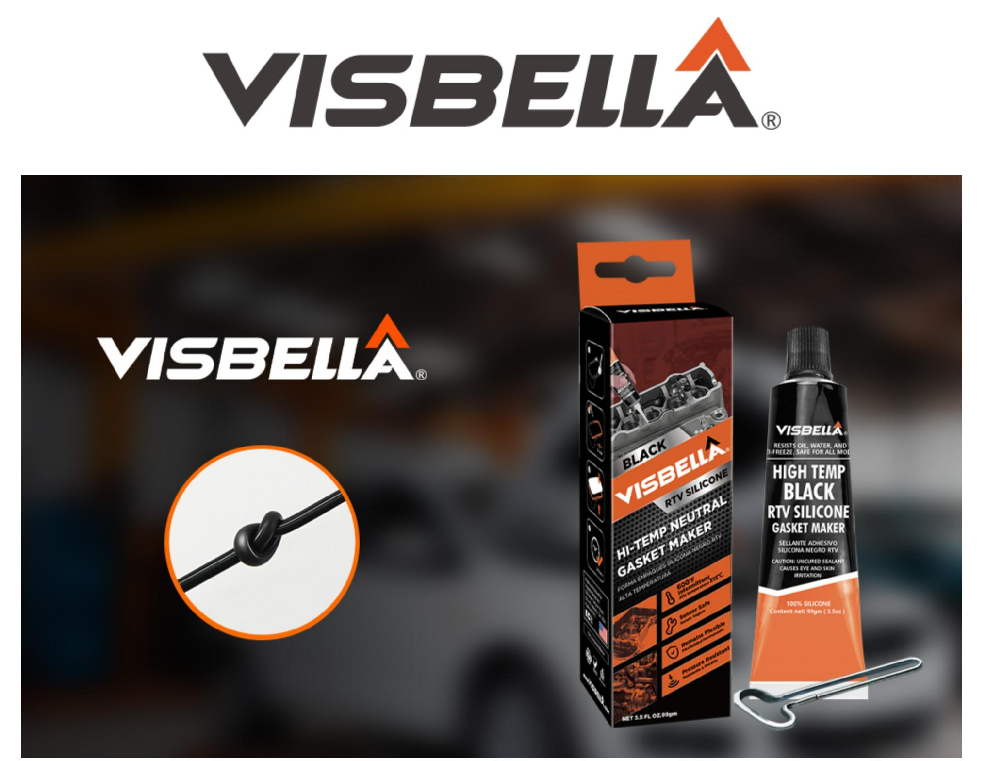 Visbella Gasket Maker Oil Resistant Sensor Safe Neutral RTV Silicone Sealant Non-Corrosive High Flexibility Ideal for Domestic & Older Vehicles 3.5OZ (Black)