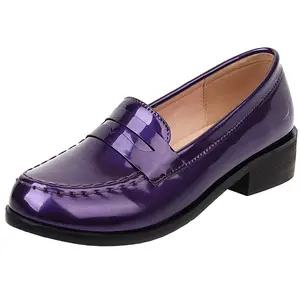 Women's Classic Patent Leather Loafers Round Toe Slip-On Comfortable Breathable Shoes for All Seasons Casual Daily Wear Lightweight Footwear