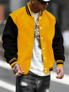 Men's Casual Classic Sports Jacket, Light Stretch Fitted Regular Fit, Baseball Collar, Long Sleeve, 2026 New Men's Jacket, Button Closure, All Season Multi-Functional Outerwear Coat