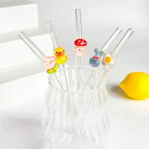 Reusable Colorful Glass Straws Set, Durable & Heat Resistant, Includes Cleaning Brush, Perfect for Cold Drinks, Parties, Holidays, Home Bar Accessories, Glass Straw Drinkware