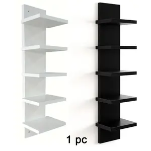 Modern Floating Wall Shelf, Wall Mounted Shelf, 5-Tier Storage Rack for Living Room & Bedroom, Glass Cup Trophy Plant Organizer, Mother's Day Gift