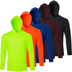 LeeHanTon Men's UPF 50 Sun Protection Hoodie Long Sleeve T-Shirts Pack Quick Dry for Athletic Running Activewear Workout 5-Pack