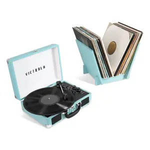 Victrola Journey Suitcase Record Player with Matching Record Stand Bluetooth - Turquoise