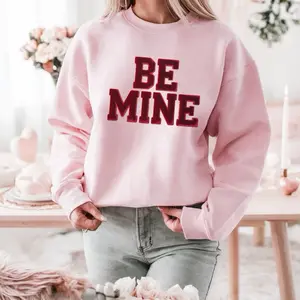 Be Mine Faux Velour Womens Sweater  Womenswear  Crewneck  Tops  Pullover  Long Sleeve  Casual