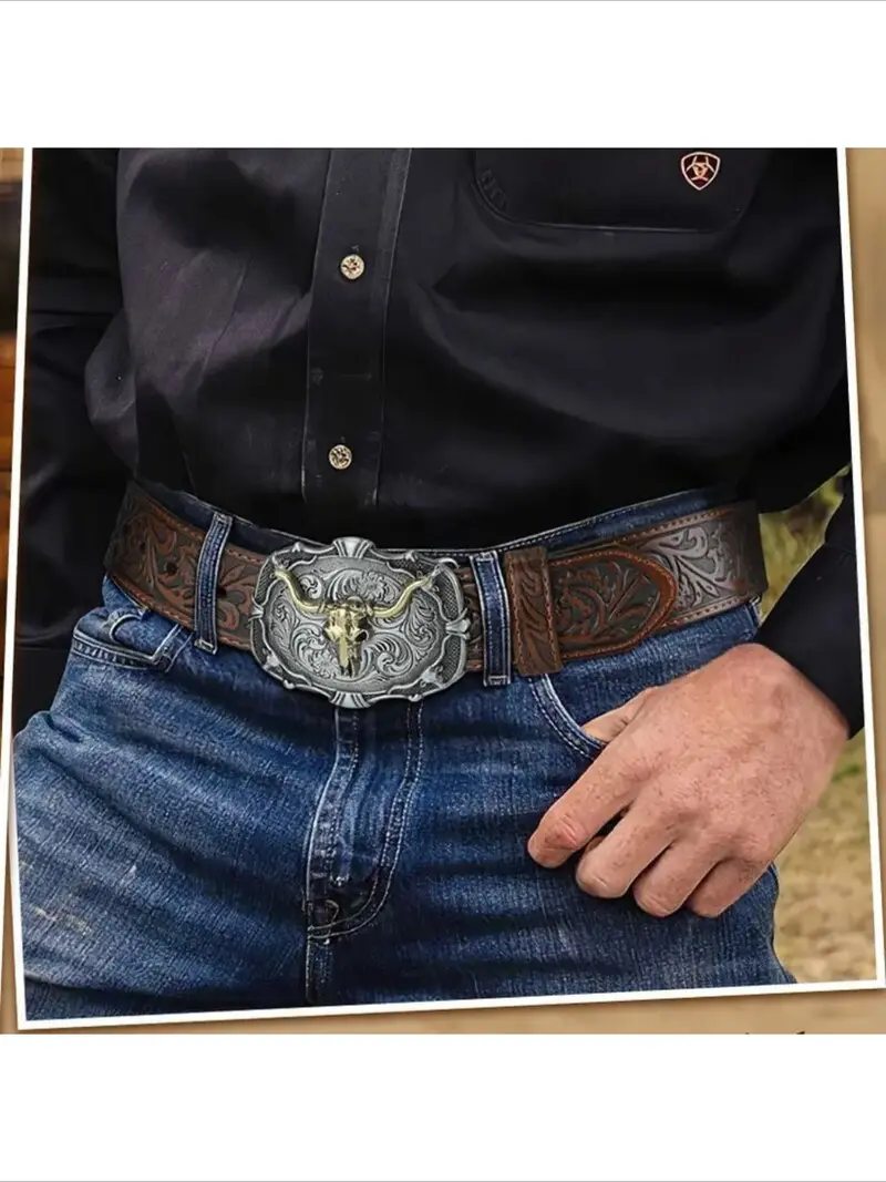Vintage Western Leather Belt Retro Cowboy Style Adjustable Buckle Waist Amazon.com: Utaly Vintage Cowgirl-Western-Leather-Belts for  main image 4