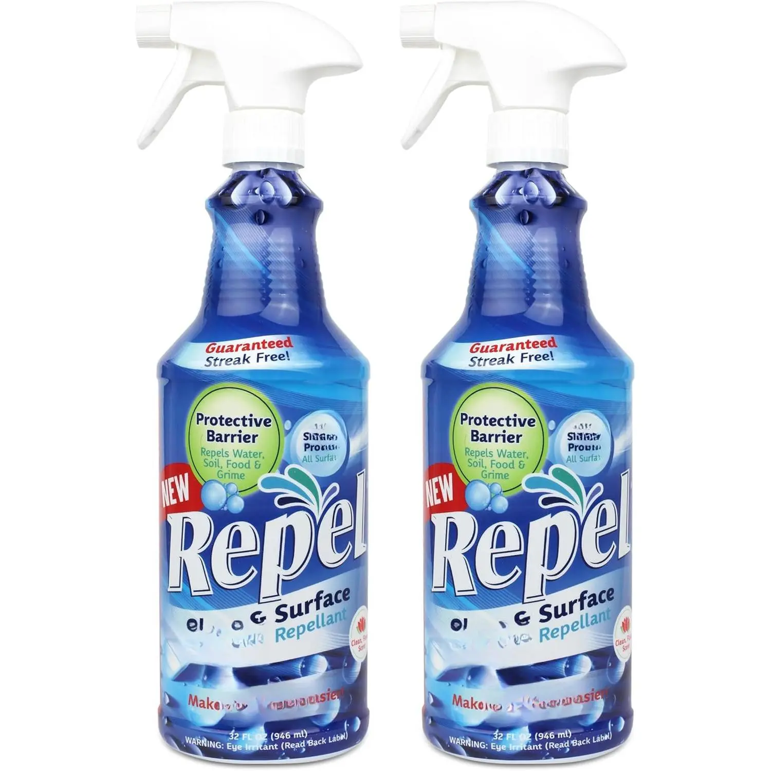 REPEL Glass & Surface Cleaner 32 fl. oz. - Cleans & Repels water spots and dirt on glass, mirror, tile and multi surface by UNELKO (2)