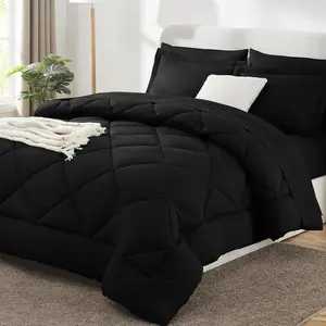 California King Comforter Black - Cal King a Bag 7, for Seasons, with Down Alternative Comforter,, Pillowcases  Shams