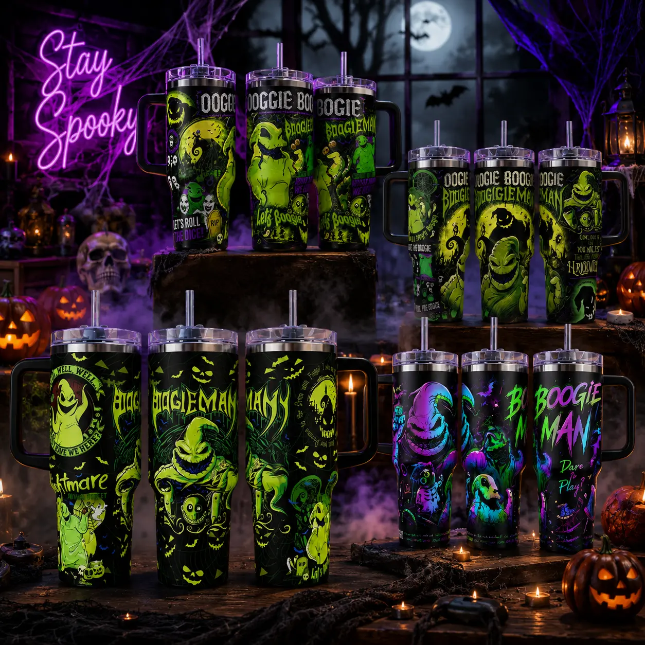 Halloween Oogie Boogie 40oz Tumbler, Boogie Man Stainless Tumbler, Horror Movie Tumbler Cup, Nightmare Before Christmas Gift