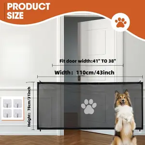 Versatile Pet Safety Gate - Expandable Mesh Pet Gate Portable Adjustable Safety Dog Gate - Indoor Outdoor Gate - Easy Install Stair Barrier for Pets
