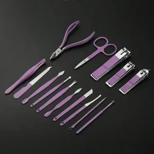 16PCS Manicure Set | Purple Nail Clipper & Pedicure Tools with Folding Case