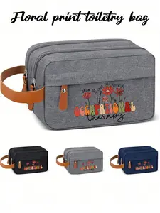 Personalized Men's Travel Toiletry Bag, Floral print toiletry bag ylon Men's Business Toiletry Bag, Travel Makeup Bag, Large Capacity Briefcase Style Organizer Pouch, Large, Lightweight, Foldable With Orange Handles,Utilitarian Chic
