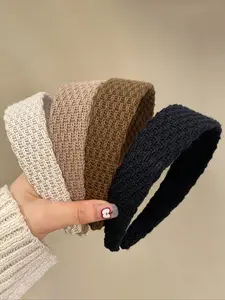 Women's Knitted Headband Set, 4pcs Wide Solid Color Hairbands, Soft Stretchable Design, Perfect for Daily Wear, Travel, Parties