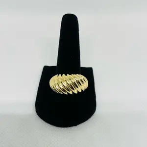 105 14K Laminated Ribbed Band Ring | Unisex | High Quality Daily Wear