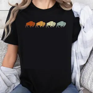 100% Cotton Unisex Retro Buffalo T-Shirt