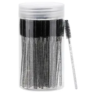 100 Pcs Disposable Mascara Wands Mini Eyelash Brushes Crystal Lash Spoolies Skinny Spoolies for Eyelash Extensions Micro Brush Lash Extension Supplies Lashes Extension Tools 