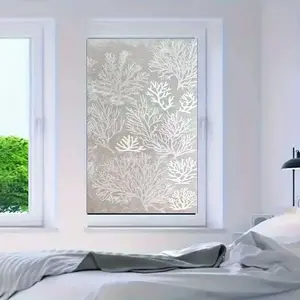 and Coral Pattern Window Film, Enhances Privacy, Adds Coastal Style, Home Decor Window Sticker, Window Decoration Membrane