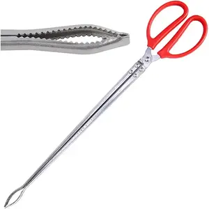 Multi-Function Clip Scissor Tongs Anti-Slip Tool Clip Sea Crab Artifact Crab, Mud Tongs, Iron Tongs, Garbage Clips, Catching Sea Clips - 14.5 Inches Long