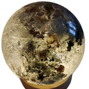 Crystal Garden Quartz Sphere with Phantom 3 Inches 648g - High-Quality Lodolite with Intricate Inclusions and Mystical Energy