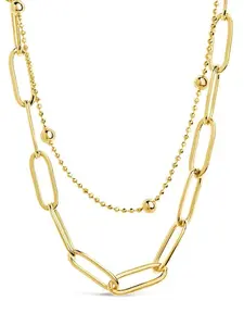 Leah Beaded & Paperclip Layered Chain Necklace