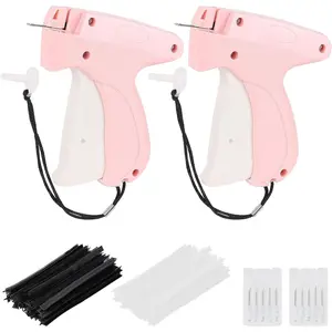 2 Pack Stitch Gun for Clothes, Microstitch Tag Gun Quick Clothing Fixer - Sewing Kit Includes 10 Needle, 4000 Fasteners (Pink)