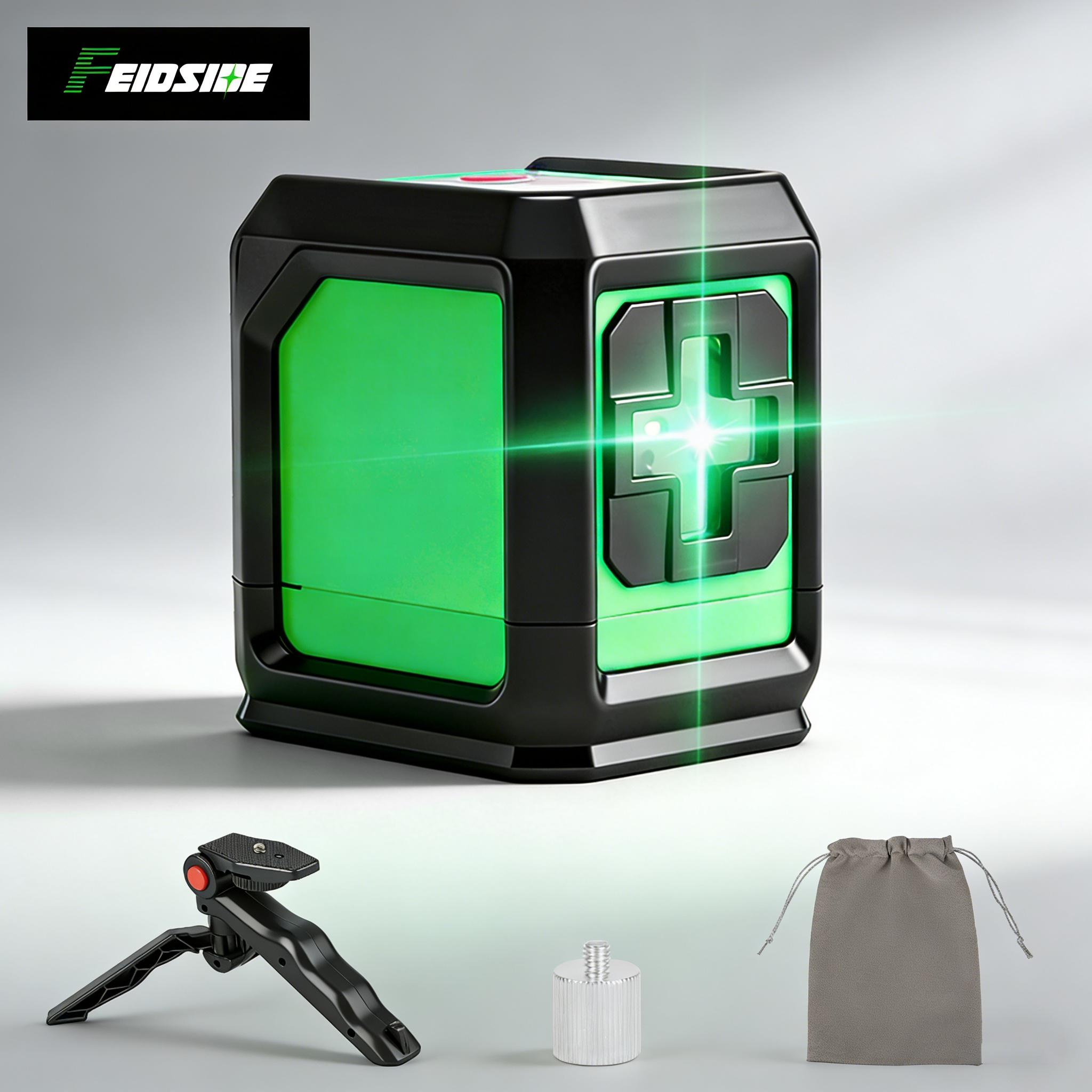FEIDSIDE 2-Line Laser Level, Self-Leveling, Green Cross Line Laser Tool for picture hanging, tiling, construction, indoor projects