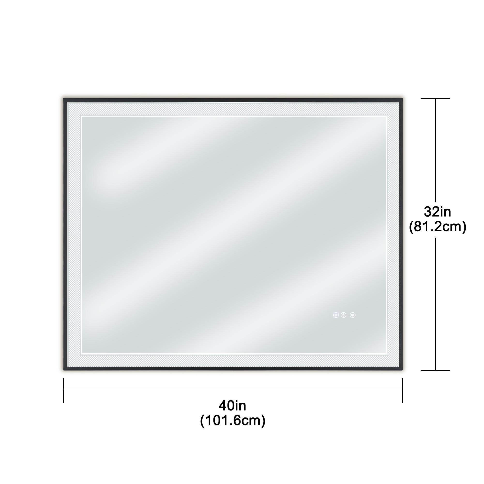Adjustable LED Bathroom Mirror 3 Color Temperature 3500K/4500K/6500K Dimmable Shatterproof Wall Mounted Vanity Mirror 24x32/24x36/32x40 Inch for Bathroom Renovation