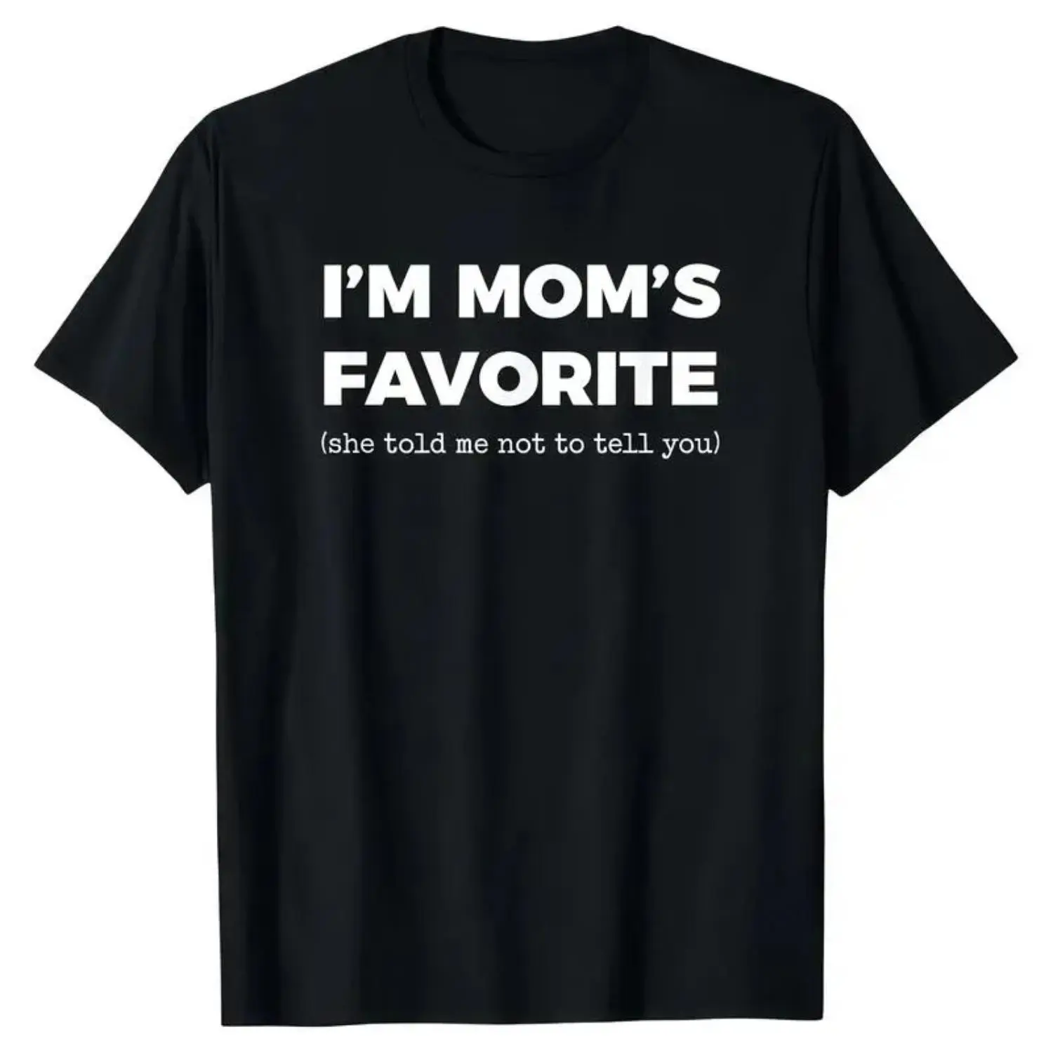 100% Combed Cotton Crewneck Short Sleeve T-Shirt, Funny Family Humor Graphic Tee With I'm Mom's Favorite Secret Confession Print, Casual Daily Top For Family Matching Outfits Vintage Moon