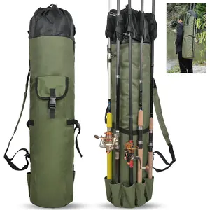 Fishing Rod Bag Pole Holder, Portable Fishing Rod Case Carrier Canvas Pole Storage Bag Travel Carry Case  Fishing Tackle Gear Organizer